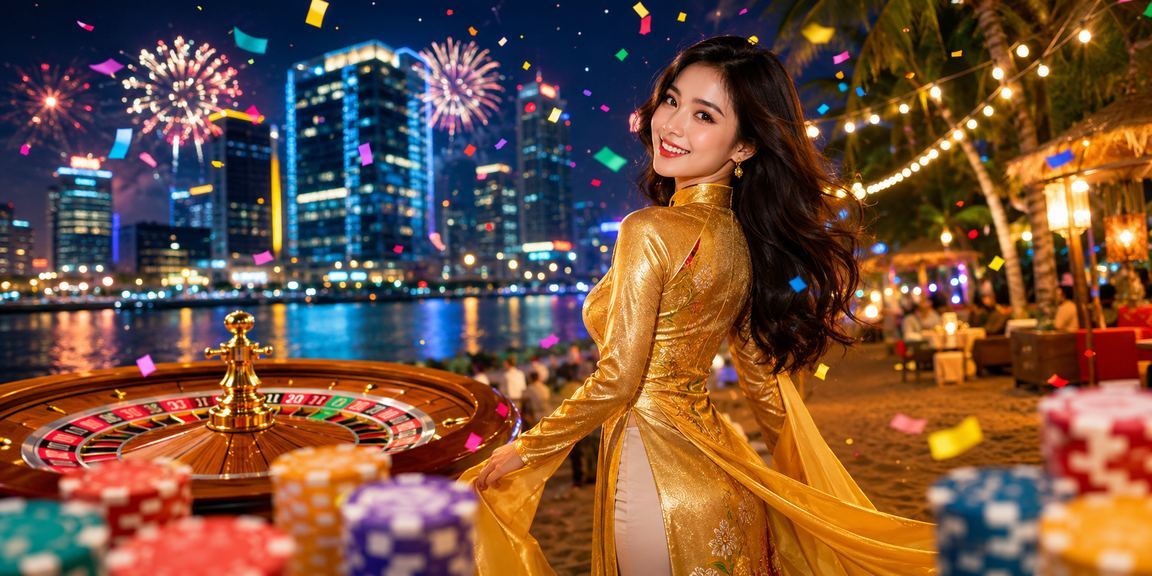 Cảnh chơi Roulette tại Hà Nội với trang phục áo dài truyền thống